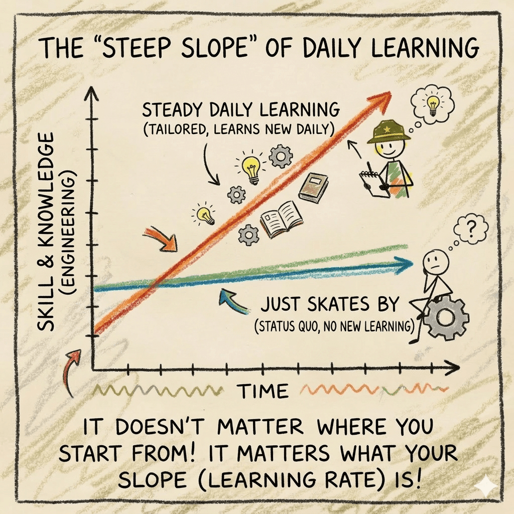 A learning curve slope visualizing the path into data and AI